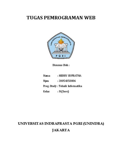 Pdf Tugaspemrogramanweb Universitas Indraprasta Pgri Unindra