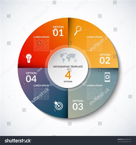 Vector Infographic Circle Template With 4 Steps Parts Options