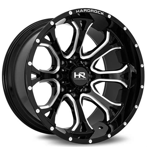 20 Hardrock Wheels H505 Bloodshot Xposed Gloss Black Milled Off Road Rims