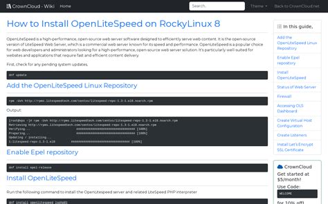 Crowncloud Wiki How To Install The Openlitespeed On Rockylinux