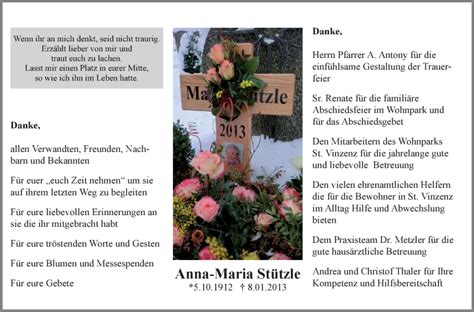 Traueranzeigen von Anna Maria Stützle schwaebische de Trauerportal