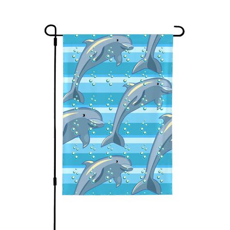 Wukai Dolphin Garden Flags Double Sided Welcome Garden Yard House Flags