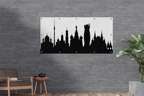 Wanddecoratie Buiten Illustratie Van Een Silhouet Van De Skyline Van