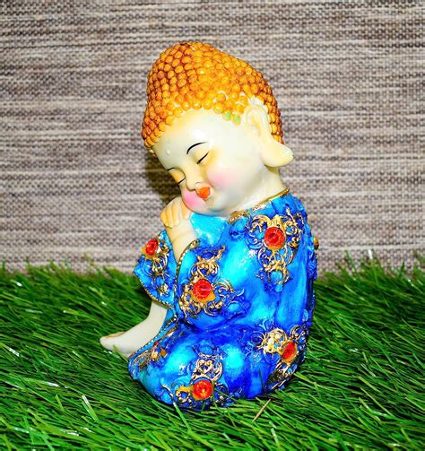 Buy Vivars Eco Friendly Resin Smiling Happy Baby Buddha Monk Statue