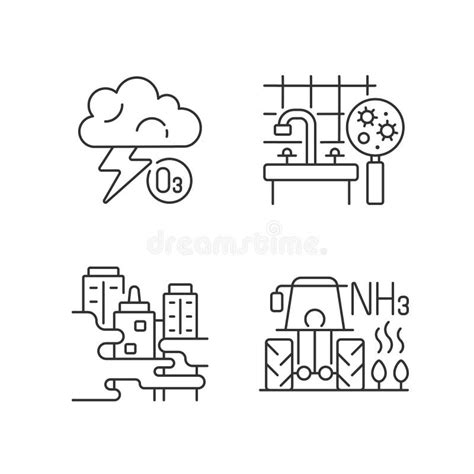 Air Pollution Linear Icons Set Stock Vector Illustration Of Dust Logo 214639755