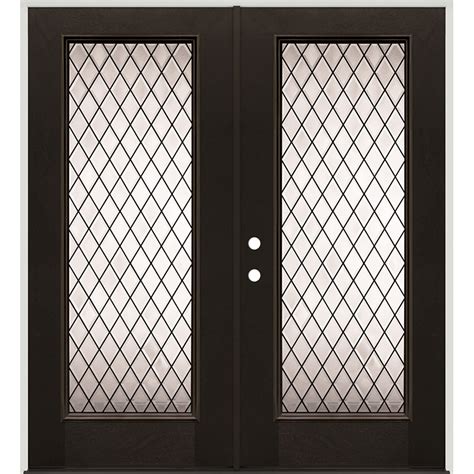 Diamond Full Lite Finished Fiberglass Prehung Double Door Unit 394 Door Clearance Center