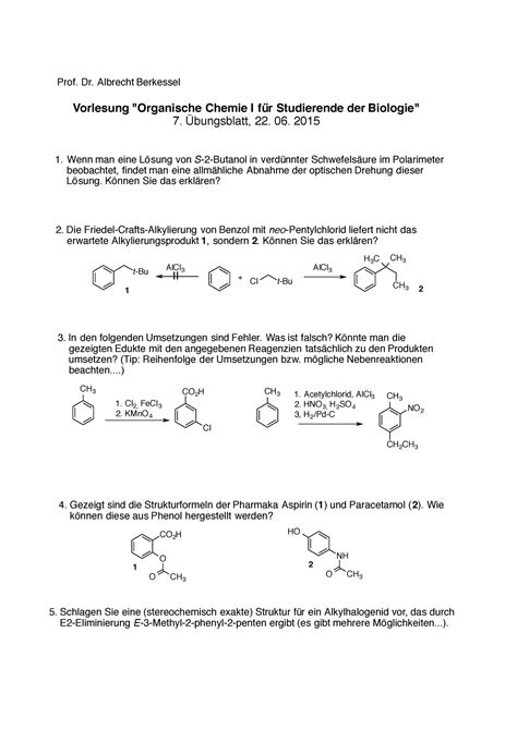 7 UEbung 22 Übungen zur Vorlesung Organische Chemie Prof Dr