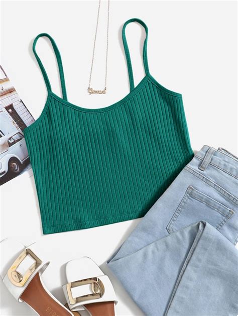 Shein Ezwear Plus Rib Knit Crop Cami Top Shein Usa