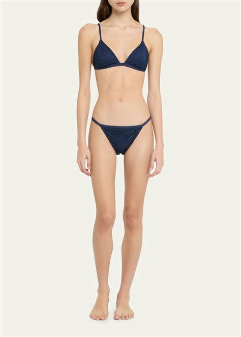 Simkhai Joelle Crystal Mesh Triangle Bikini Top Midnight Editorialist