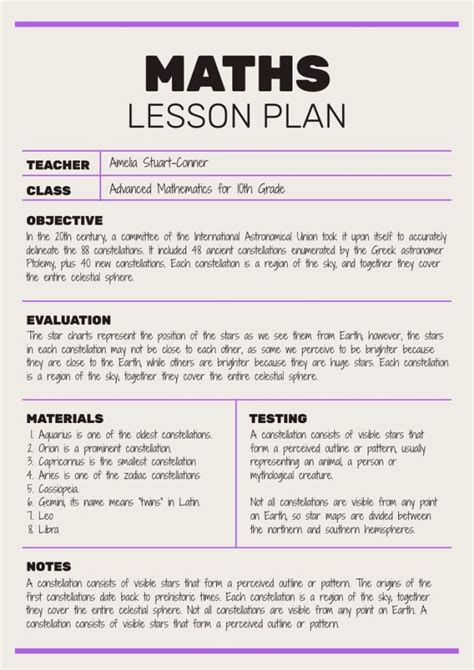Free Modern Simple High School Lesson Plan template