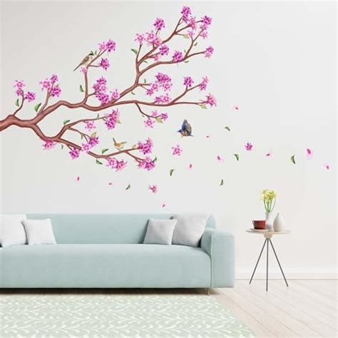 Amazon Amimagen Blue Watercolor Cherry Blossom Wall Decals Tree