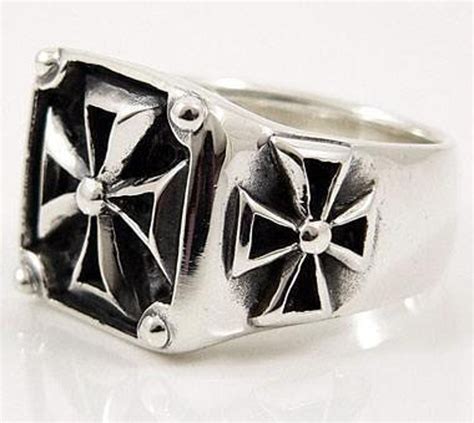 Iron Cross Ring Maltese Cross Ring Sterling Silver Mens Etsy