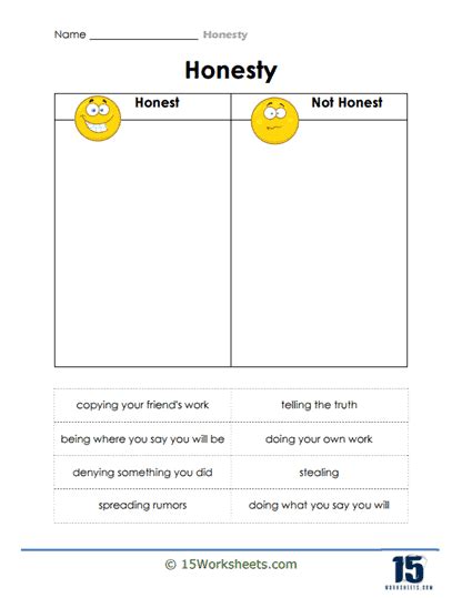 Honesty Worksheets - 15 Worksheets.com