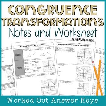 Geometry Congruence And Rigid Motion Transformations Notes Worksheet