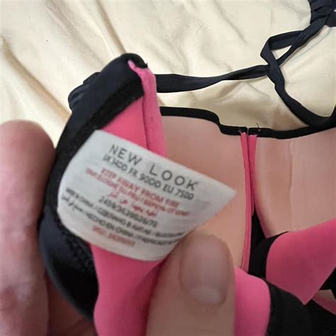Pink Bikini Top With Black Bottoms DD Top Size Depop