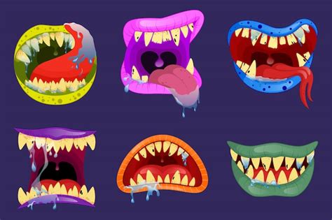 Premium Vector | Monsters mouths. halloween scary monster teeth and ...