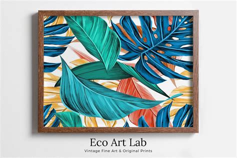 Monstera And Palm Leaf Wall Art Colorful Botanical Prints Instant Download Tropical Wall Decor