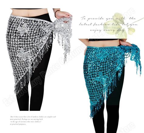 New 8 Colors Belly Dance Hip Scarf Belt Triangle Sequin Shawl Tassel