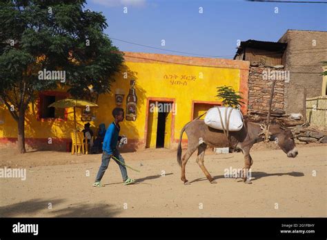 Small Town In Rural Tigray Ethiopia On The Border With Eritrea Stock