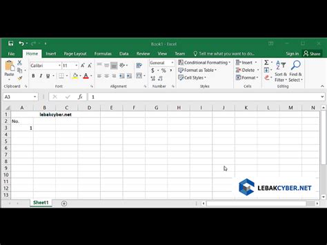 Membuat Penomoran Otomatis Di Microsoft Excel 2016 Lebak Cyber