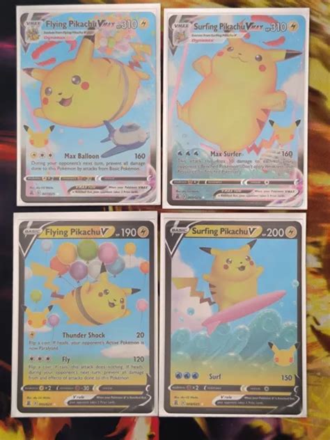 CARTES POKÉMON PIKACHU V Vmax Célébration X4 Mint Anglais EUR 8 00