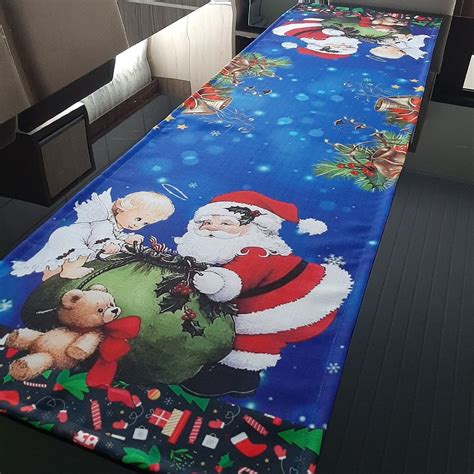 Caminho Trilho De Mesa Natal Papai Noel E Anjo Elo