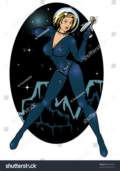 Vector Illustration Sexy Space Girl Pinuphead Stock Vector Royalty Free 30069358 Shutterstock