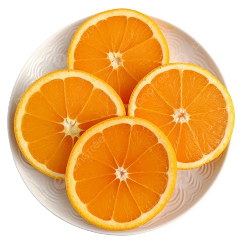 Orange And Slice In A Plate On Transparent Background, Orange, Slice ...