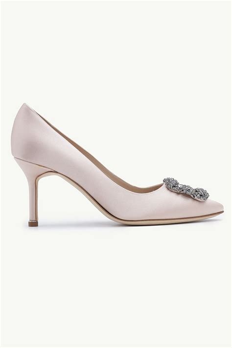 Manolo Blahnik Hangisi Cm Pumps In Dark Nude Satin With Dark Crystal