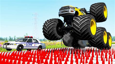 Police Spike Strips Speed Bumps Crashes Beamng Drive Youtube