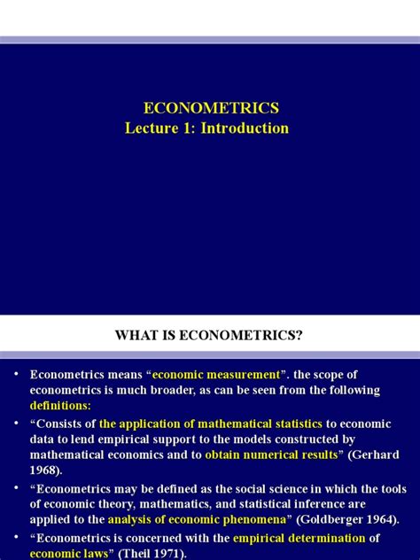 Econometrics Lecture 1 Introduction Pdf Econometrics Dependent