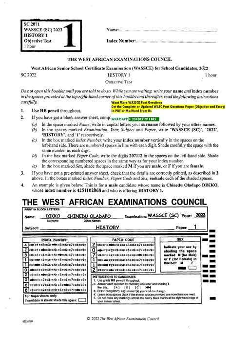 History Past Questions For Waec Ssce The Original Pdf Copy Of This