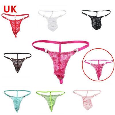 Uk Men Sexy Mesh Lace Breifs G String Lingerie Solid Color Underwear Sheer Thong Ebay