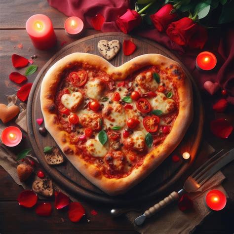 Premium Ai Image Heart Pizza With Salami And Tomatoes