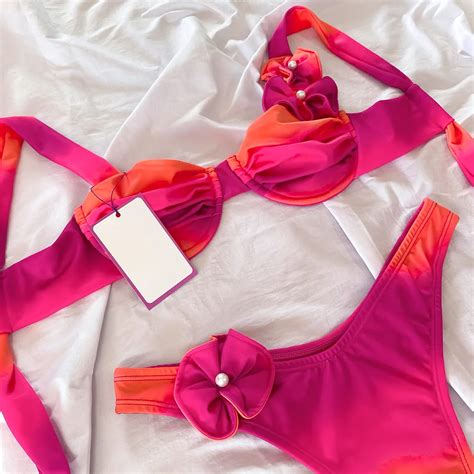 Floral Push Up Bikini Set Swimwear Brasiliano Ad Alta Vita Donne Sexy Da Spiaggia Sexy Da