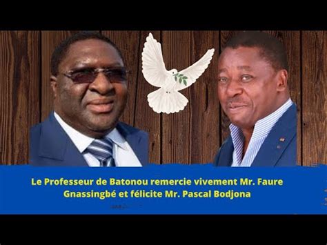 Le Professeur de Batonou remercie vivement Mr Faure Gnassingbé et