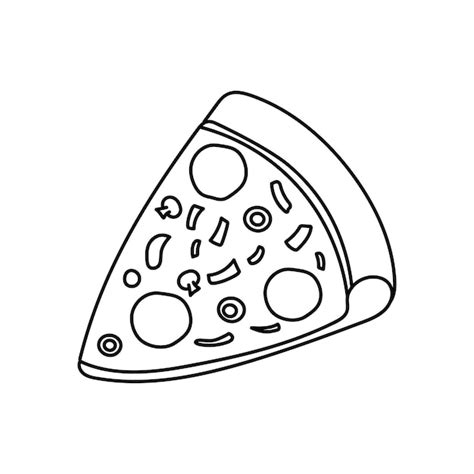 Handgetekende Kinderen Tekenen Cartoon Vector Illustratie Pizza