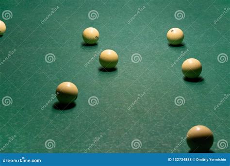 Billiard Balls On A Green Pool Table Stock Photo Image Of Ball