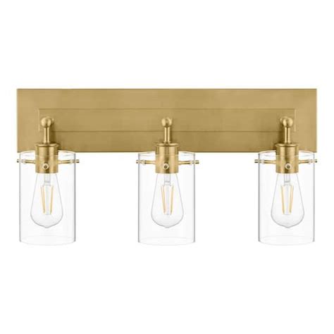 Hampton Bay Regan 21 In 3 Light Brushed Gold Vanity Light With Clear