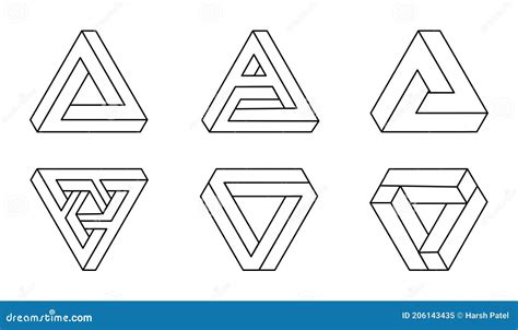 Impossible Shapes Line Art Design Element Optical Illusion Vector