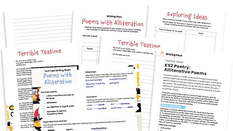 Alliteration Poem Ks Text Types Writing Planners And Model Texts