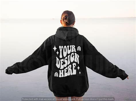 Black Hoodie Back Mockup Gildan 18500 Hoodie Mockup Oversized Hoodie Mockup Black Hoodie