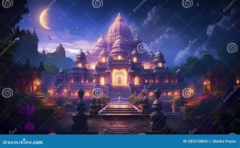 Old Indian Shiva Temple Indian Monuments Illustration Generative Ai