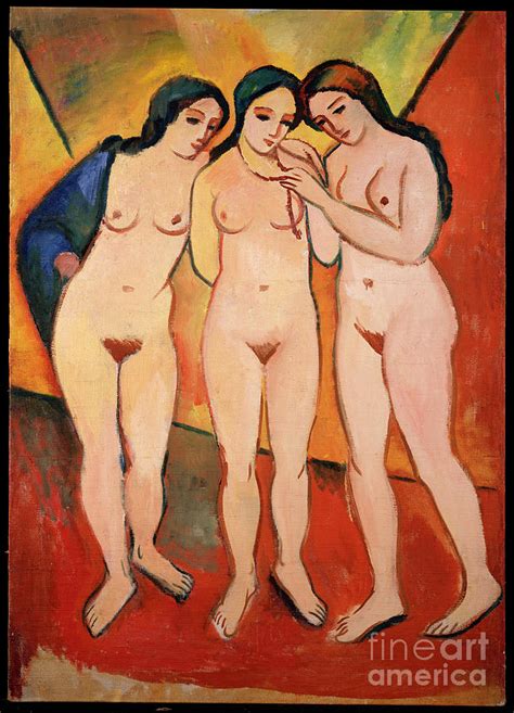 Three Nude Women Painting By August Macke Fine Art America