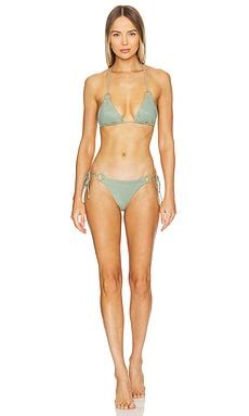 Zimmermann Waverly Ring Tie Bikini In Mint REVOLVE