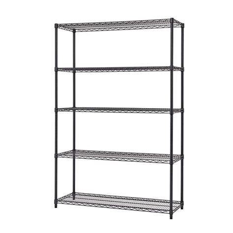 Trinity Black Anthracite 5 Tier Steel Wire Shelving Unit 48 In W X 72