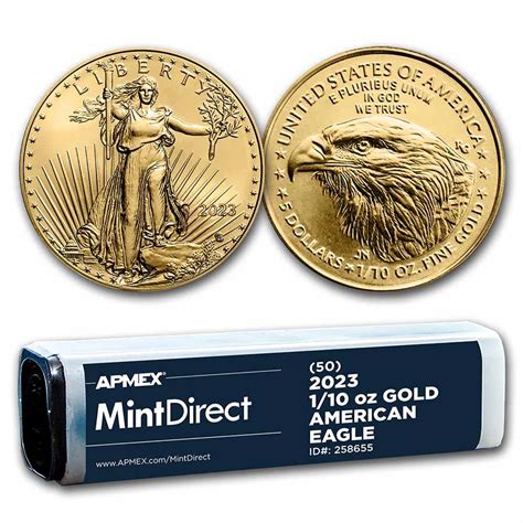 Buy 2023 50 Coin Tube 1/10 oz Gold Eagles MintDirect | APMEX