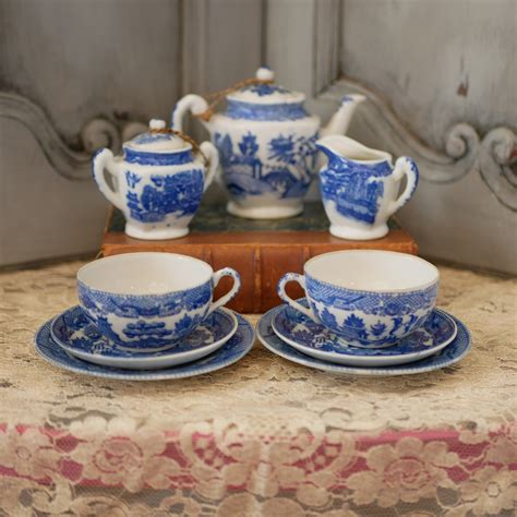 Child's Tea Set Vintage Afternoon Tea Mismatched Doll's Tea Set Blue ...