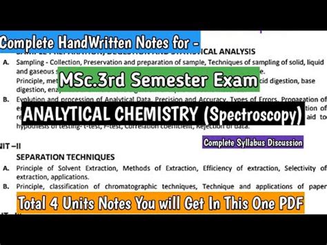 MSc 3rd Sem Notes Syllabus Discussion ANALYTICAL Chemistry