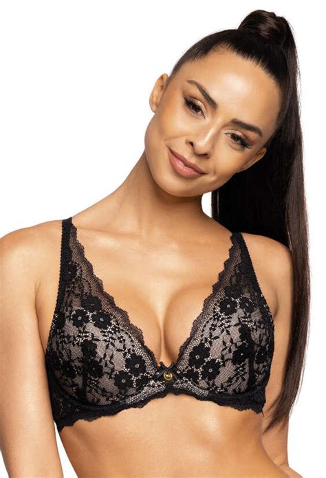 Biustonosz push up czarno beżowy Niki M 3756 11 75A MAT Lingerie